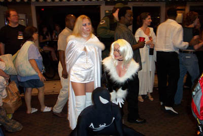			<B>The White Queen (Emma Frost), Symbiont Spider-Man and The Black Cat (Felicia Hardy)</B>
 from X-Men and Spider-Man