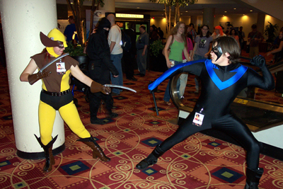 			<B>Wolverine and Nightwing</B>
 from X-Men and Superman