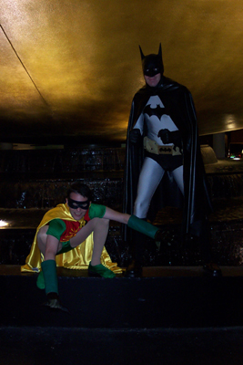 			<B>Robin and Batman</B>
 from Batman portrayed by Batman