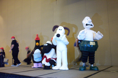 			<B>Feathers McGraw, Shawn, Gromit, and Wallace</B>
 from Wallace and Grommit in The Wrong Trousers and A Close Shave