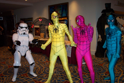 			<B>Stormtrooper blending with Technicolor Spider-Man</B>
